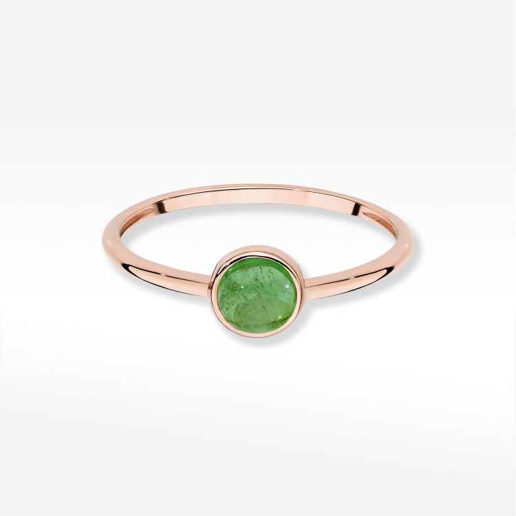 Pierścionek W0598 Zielony Turmalin 1,00ct różowe złoto