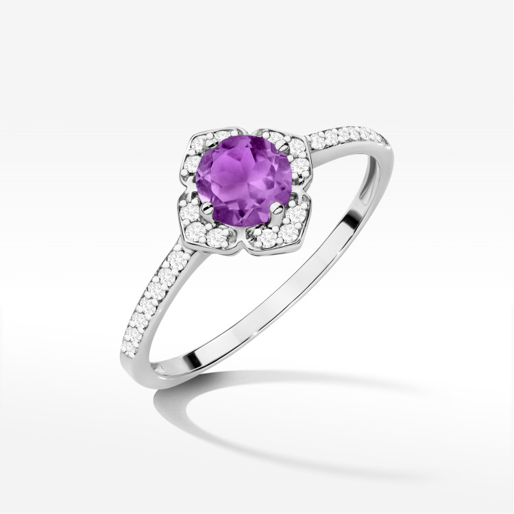 Pierścionek W0603 Ametyst 0,63ct białe złoto