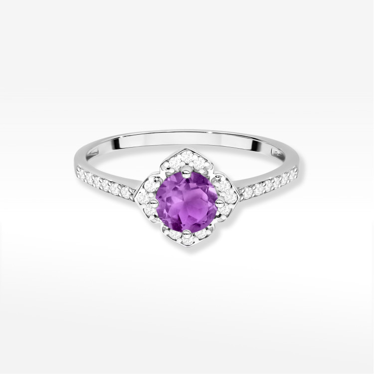 Pierścionek W0603 Ametyst 0,63ct białe złoto