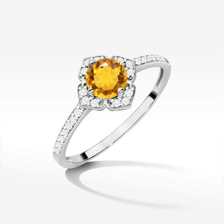 Pierścionek W0603 Cytryn 0,63ct białe złoto
