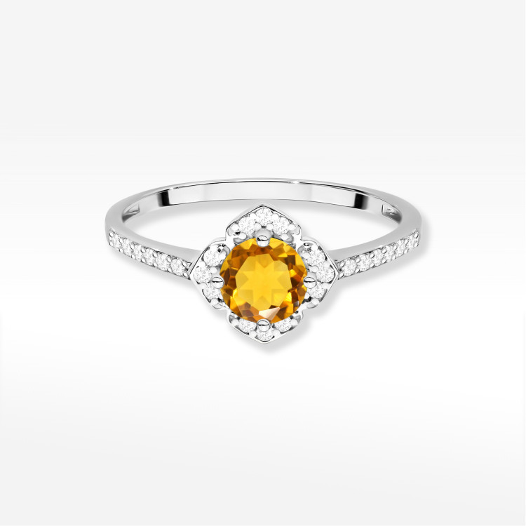 Pierścionek W0603 Cytryn 0,63ct białe złoto