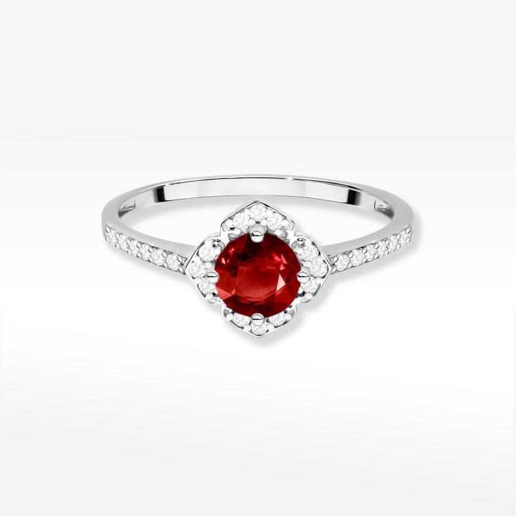 Pierścionek W0603 Granat 0,73ct białe złoto