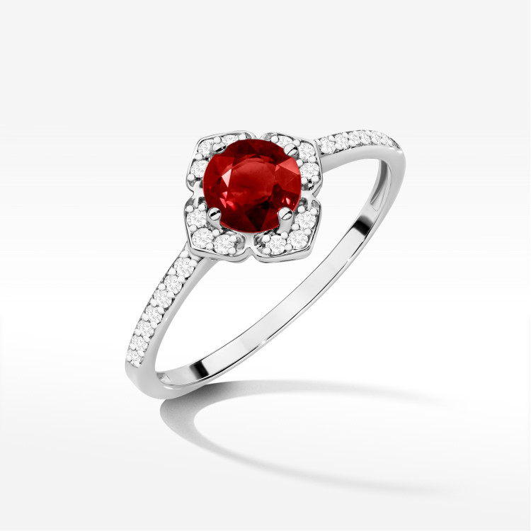 Pierścionek W0603 Granat 0,73ct białe złoto