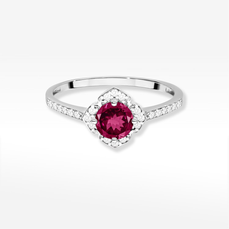 Pierścionek W0603 Rodolit 0,73ct białe złoto
