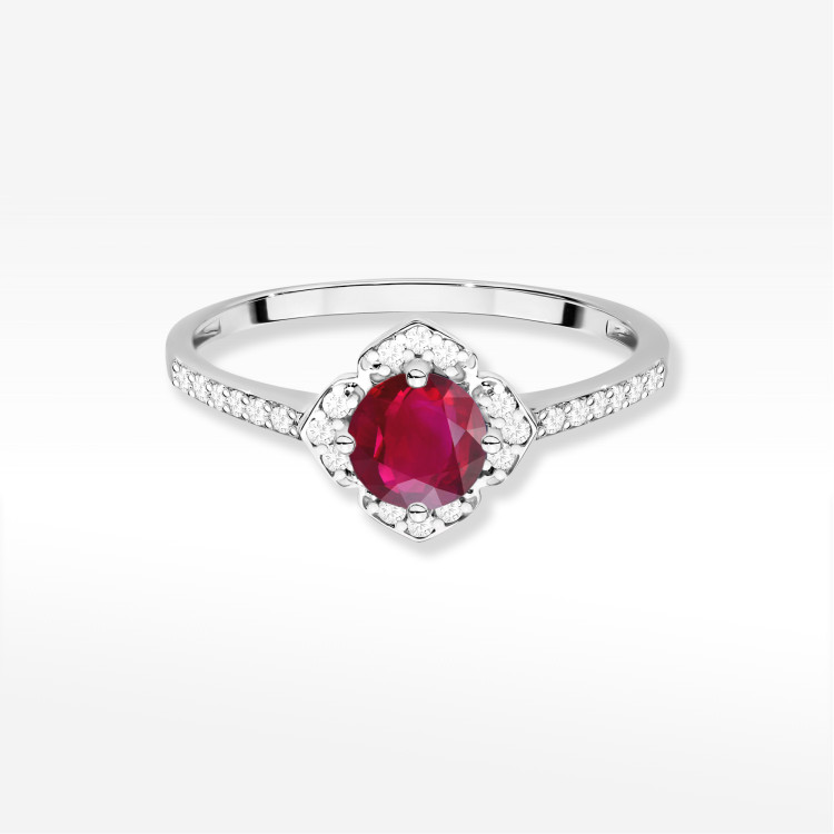 Pierścionek W0603 Rubin 0,73ct białe złoto