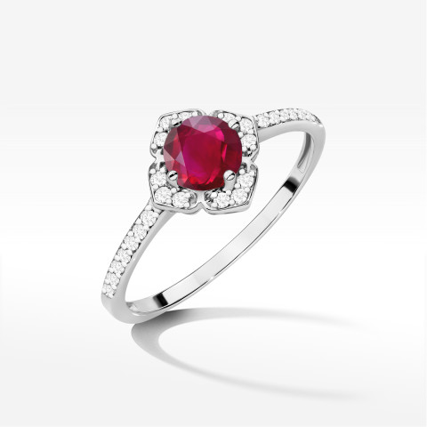 Pierścionek W0603 Rubin 0,73ct białe złoto