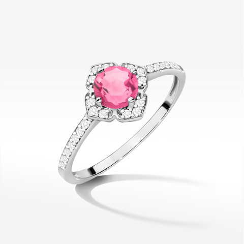 Pierścionek W0603 Różowy Topaz 0,73ct białe złoto