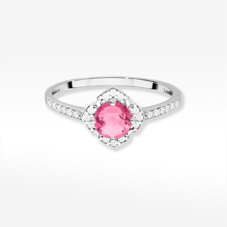 Pierścionek W0603 Różowy Topaz 0,73ct białe złoto