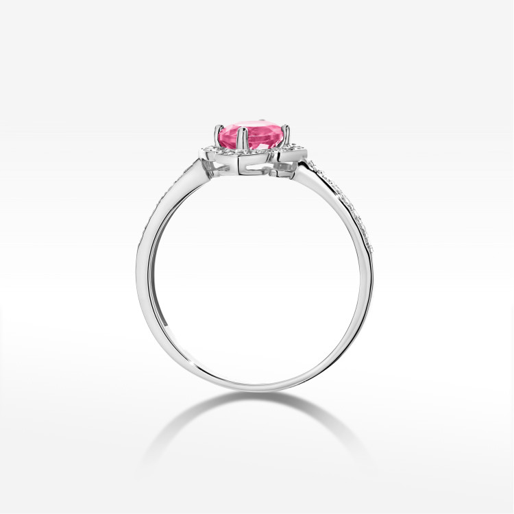 Pierścionek W0603 Różowy Topaz 0,73ct białe złoto