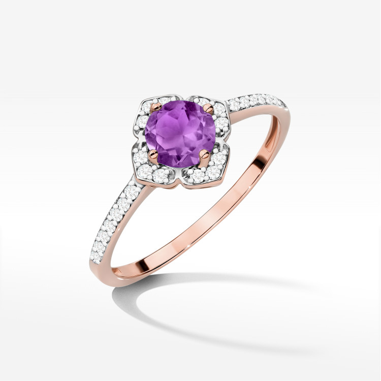 Pierścionek W0603 Ametyst 0,63ct różowe złoto