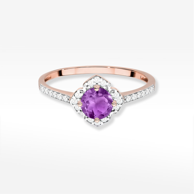 Pierścionek W0603 Ametyst 0,63ct różowe złoto