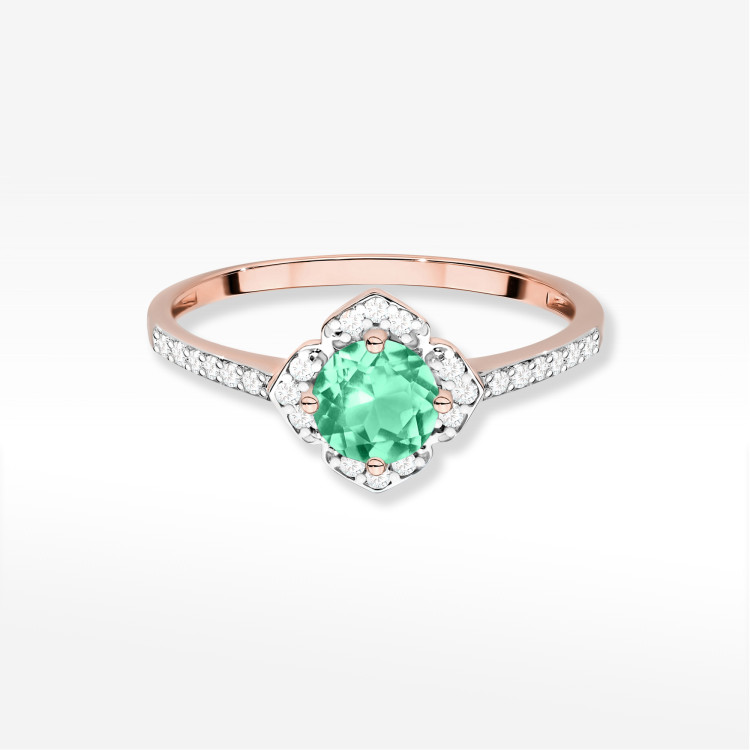 Pierścionek W0603 Szmaragd 0,63ct różowe złoto