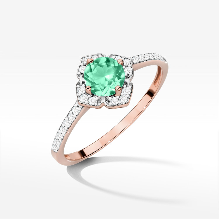 Pierścionek W0603 Szmaragd 0,63ct różowe złoto
