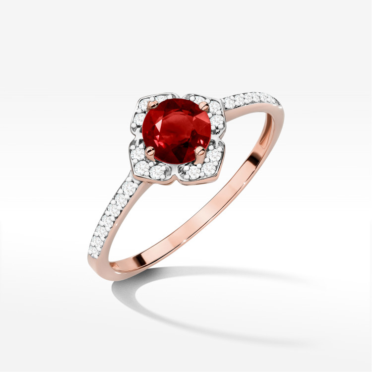 Pierścionek W0603 Granat 0,73ct różowe złoto
