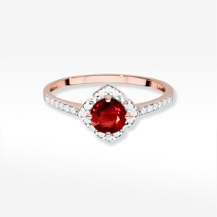 Pierścionek W0603 Granat 0,73ct różowe złoto