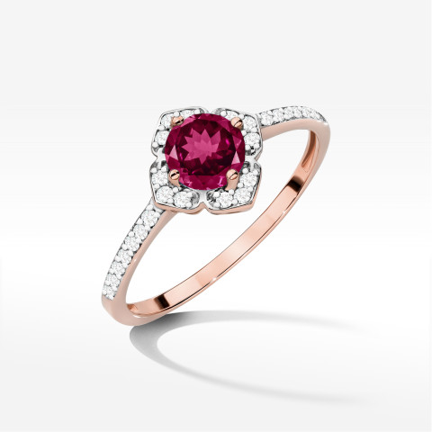 Pierścionek W0603 Rodolit 0,73ct różowe złoto