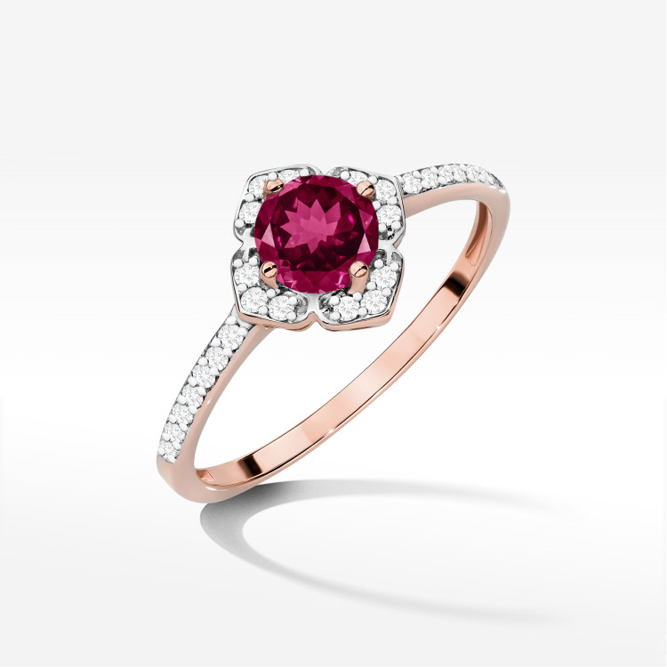 Pierścionek W0603 Rodolit 0,73ct różowe złoto