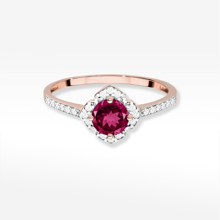 Pierścionek W0603 Rodolit 0,73ct różowe złoto