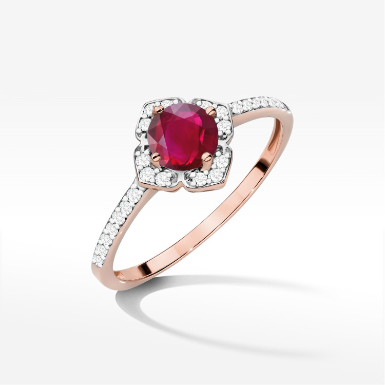 Pierścionek W0603 Rubin 0,73ct różowe złoto