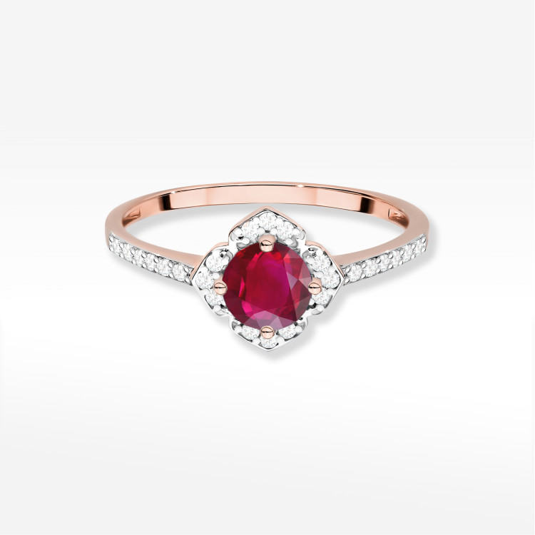 Pierścionek W0603 Rubin 0,73ct różowe złoto