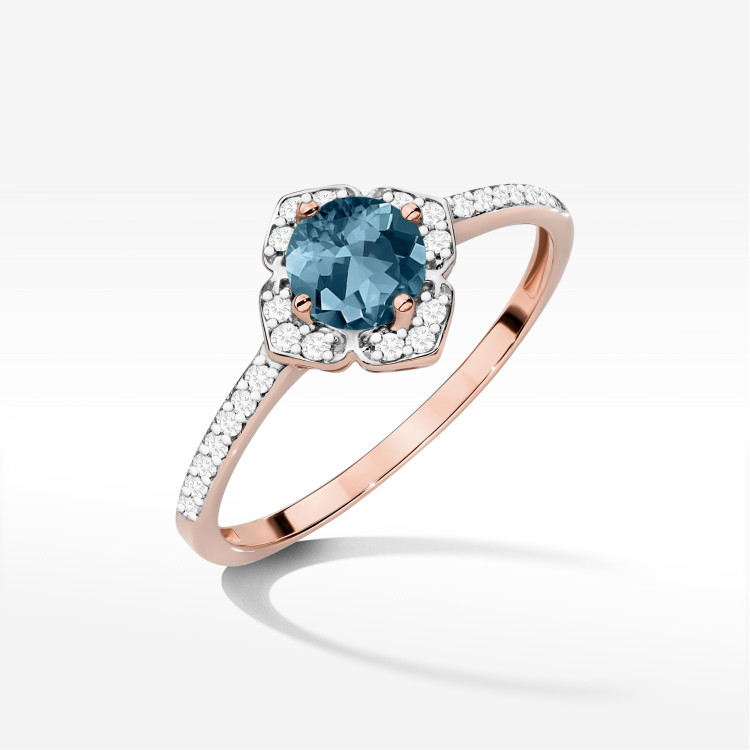 Pierścionek W0603 Topaz London Blue 0,63ct różowe złoto