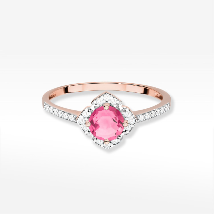 Pierścionek W0603 Różowy Topaz 0,73ct różowe złoto