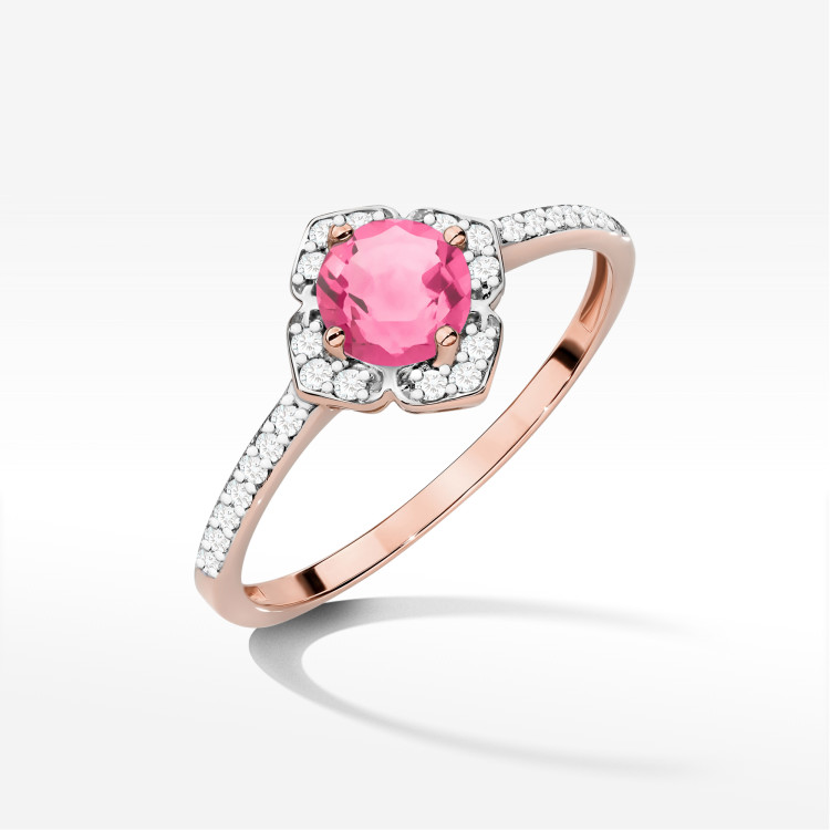 Pierścionek W0603 Różowy Topaz 0,73ct różowe złoto