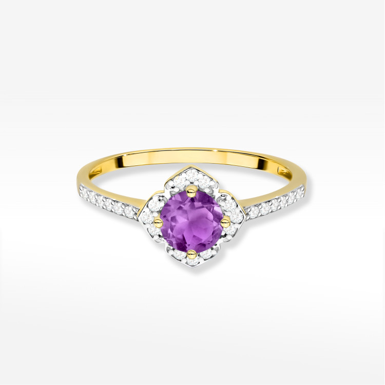 Pierścionek W0603 Ametyst 0,63ct żółte złoto