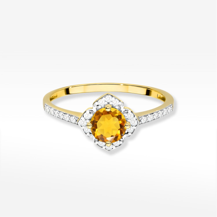 Pierścionek W0603 Cytryn 0,63ct żółte złoto