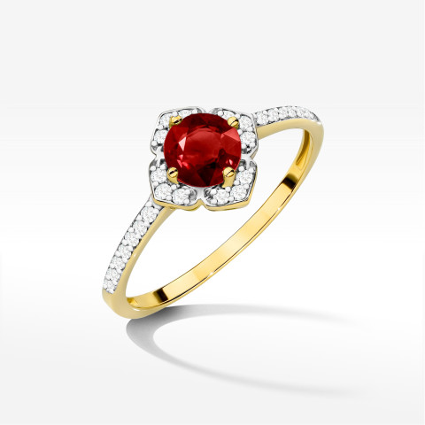 Pierścionek W0603 Granat 0,73ct żółte złoto