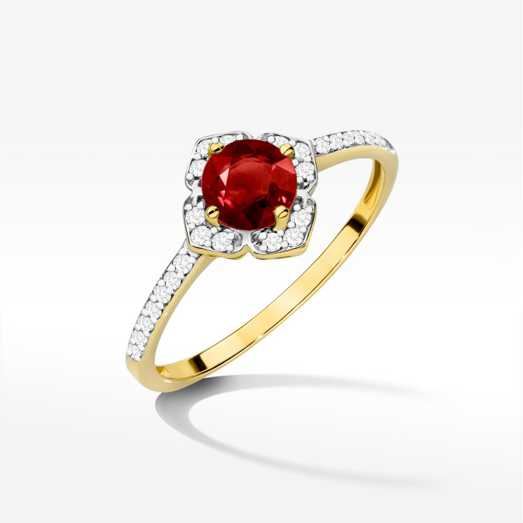Pierścionek W0603 Granat 0,73ct żółte złoto