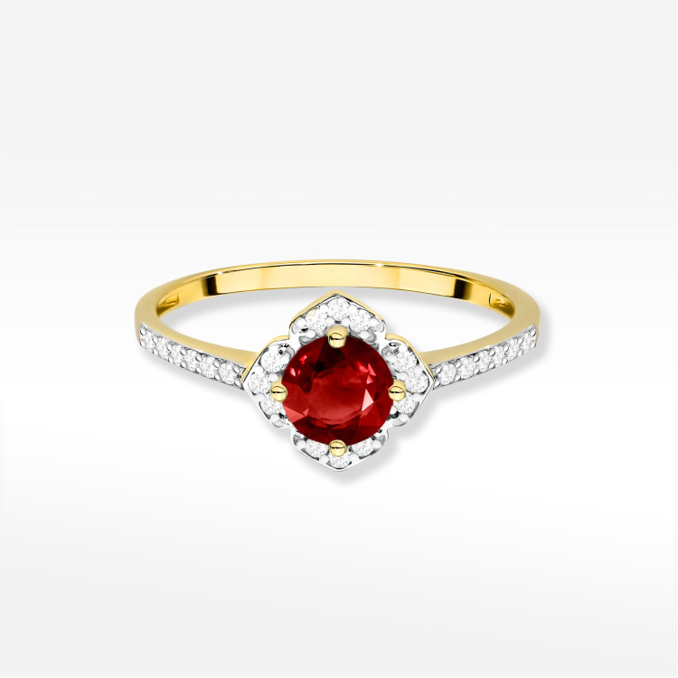 Pierścionek W0603 Granat 0,73ct żółte złoto