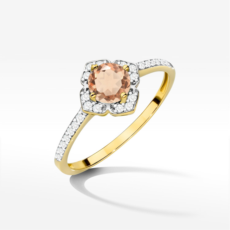 Pierścionek W0603 Morganit 0,53ct żółte złoto