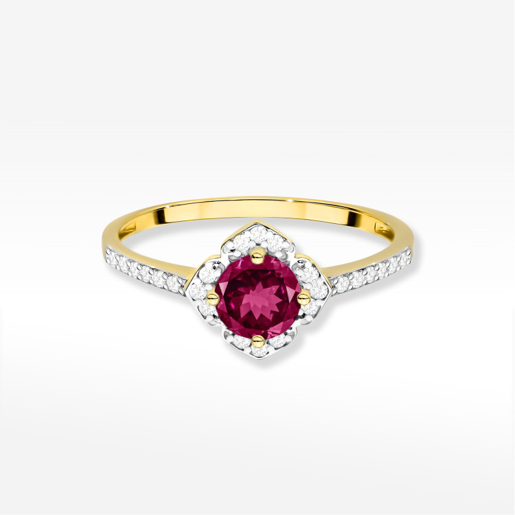 Pierścionek W0603 Rodolit 0,73ct żółte złoto