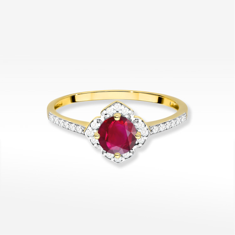 Pierścionek W0603 Rubin 0,73ct żółte złoto