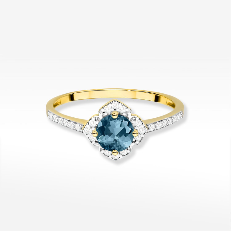 Pierścionek W0603 Topaz London Blue 0,63ct żółte złoto