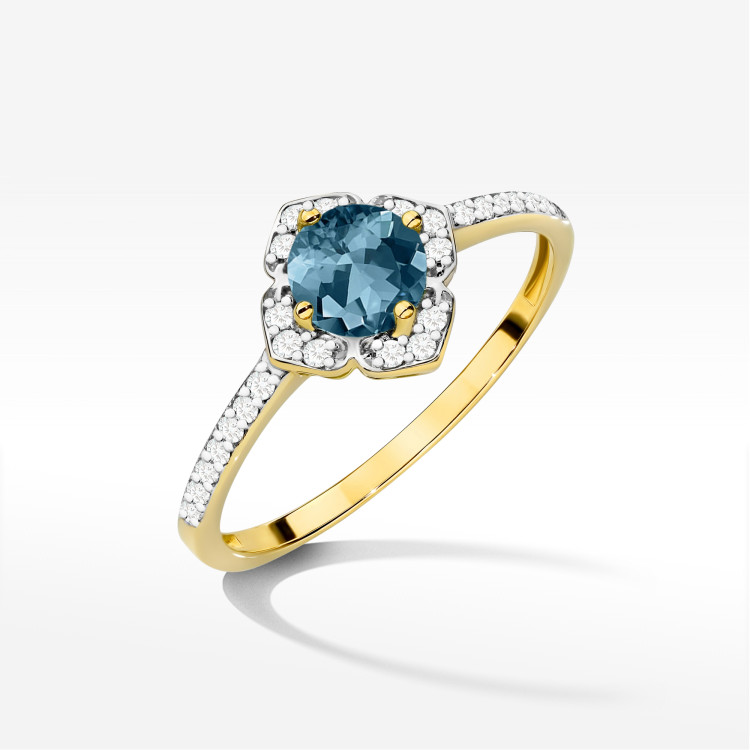 Pierścionek W0603 Topaz London Blue 0,63ct żółte złoto