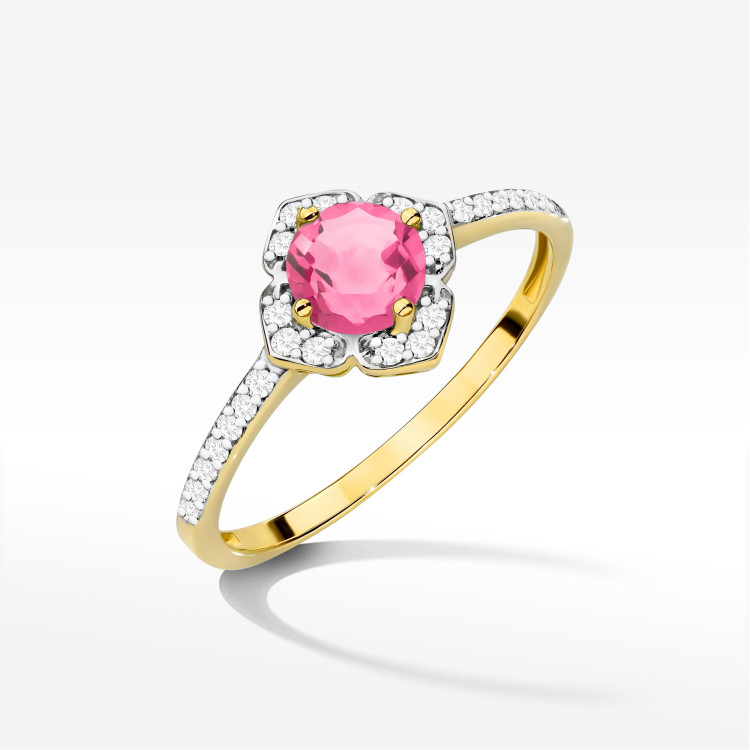 Pierścionek W0603 Różowy Topaz 0,73ct żółte złoto