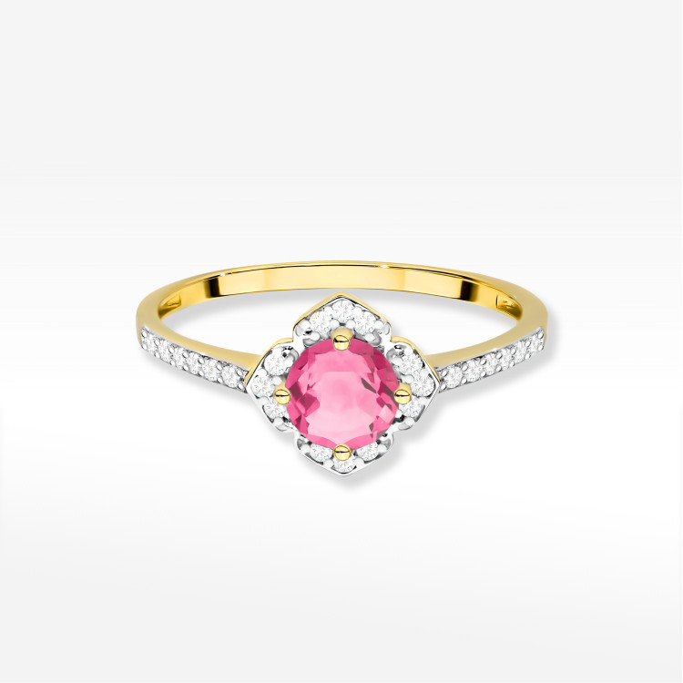 Pierścionek W0603 Różowy Topaz 0,73ct żółte złoto