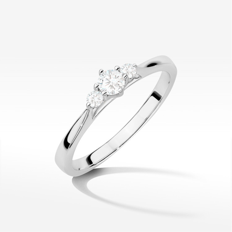 Pierścionek z diamentami 0,19ct białe złoto W0608