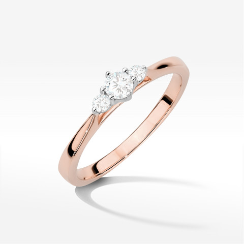 Pierścionek z diamentami 0,19ct różowe złoto W0608