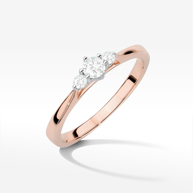 Pierścionek z diamentami 0,19ct różowe złoto W0608