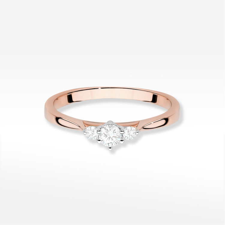 Pierścionek z diamentami 0,19ct różowe złoto W0608