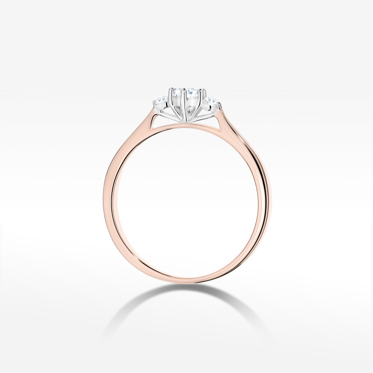 Pierścionek z diamentami 0,19ct różowe złoto W0608