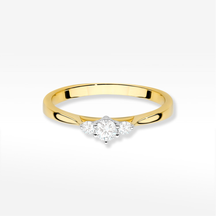 Pierścionek z diamentami 0,19ct żółte złoto W0608