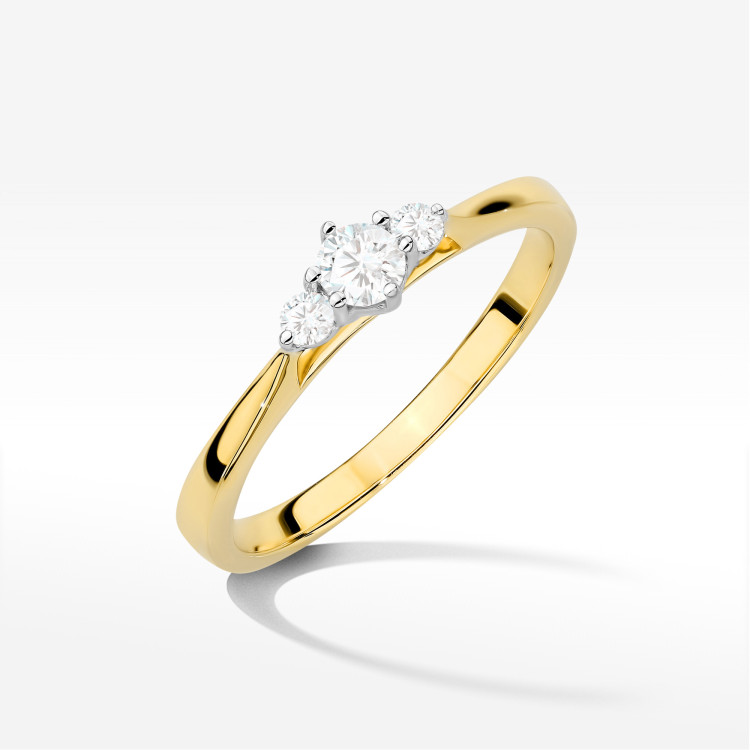 Pierścionek z diamentami 0,19ct żółte złoto W0608