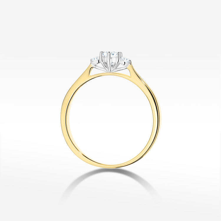 Pierścionek z diamentami 0,19ct żółte złoto W0608