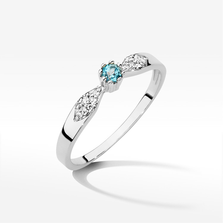 Pierścionek Topaz Swiss 0,21ct białe złoto W0613
