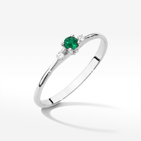 Pierścionek Szmaragd 0,196ct białe złoto W0614