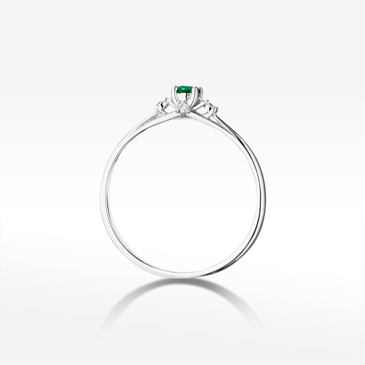 Pierścionek Szmaragd 0,196ct białe złoto W0614